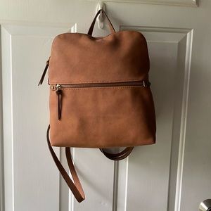 Brown leather backpack
